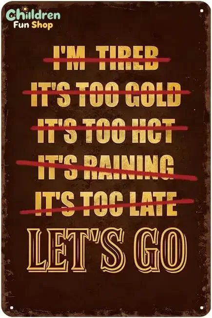 Vintage No Excuses Let'S Go Metal Tin Sign Fitness Poster Retro Wall Decor For Home Room Bedroom Office Decor --Tin Sign