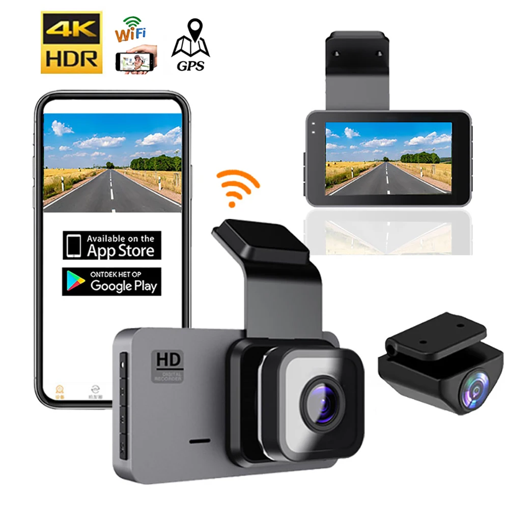 

4K 2160P Car DVR WiFi Dash Cam Night Vision Vehicle Camera Driving Video Recorder Black Box Auto Dashcam GPS Car Accessories