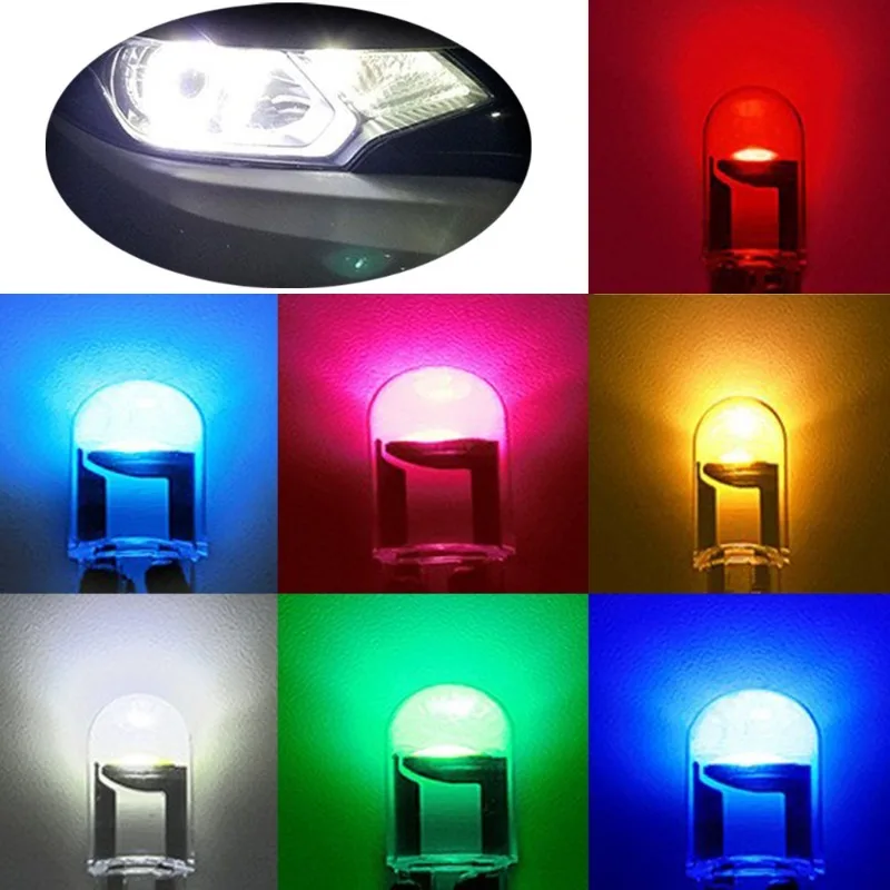 T10 Crystal Integrated Lights 7 Colors Wedge License Plate Light Dome Indicator Light Reading Light Car LED Crystal Signal Bulb