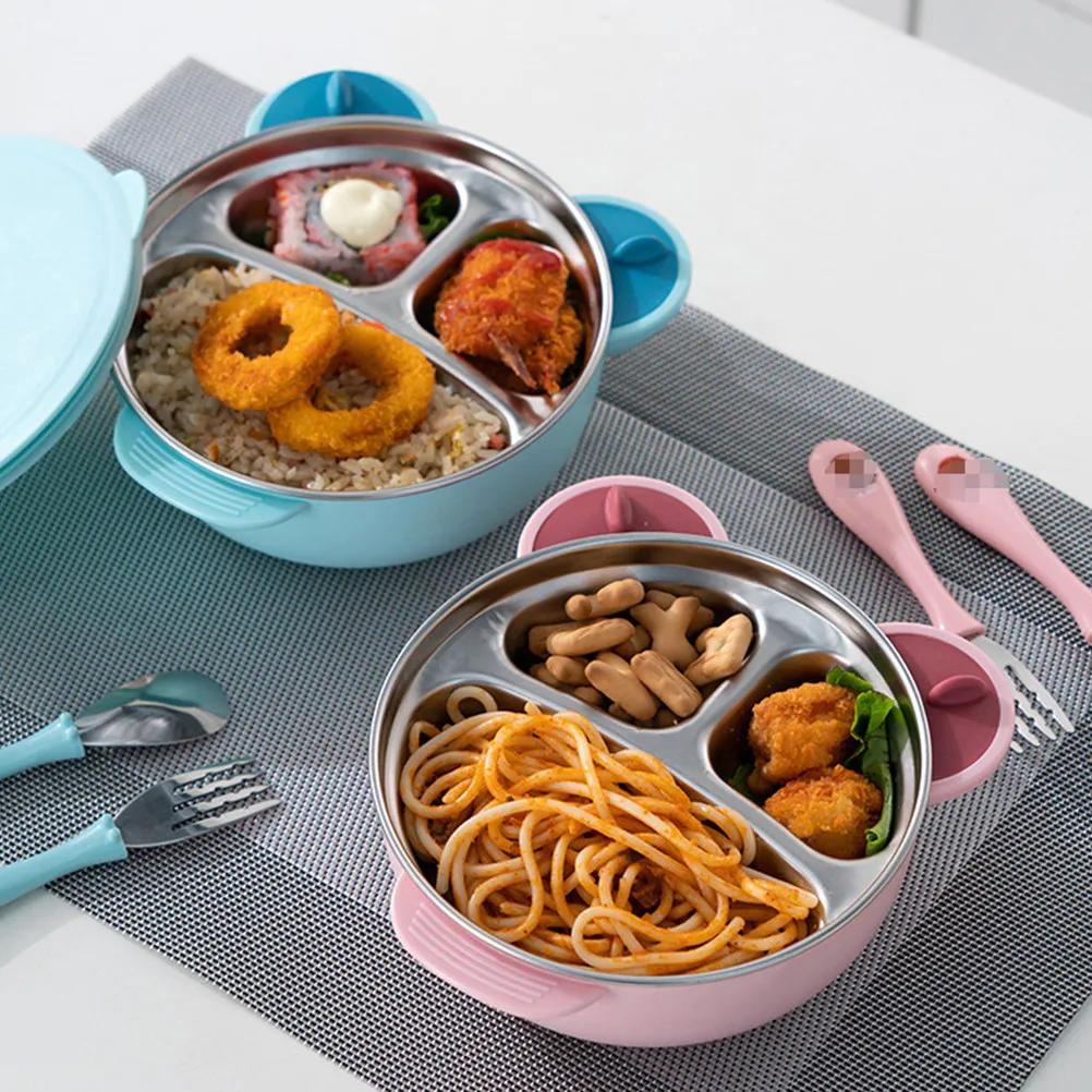 ベビー用給餌ボウル-ステンレス鋼-pp素材-吸盤付きボウル-食品容器-密閉蓋-保温ランチボックス