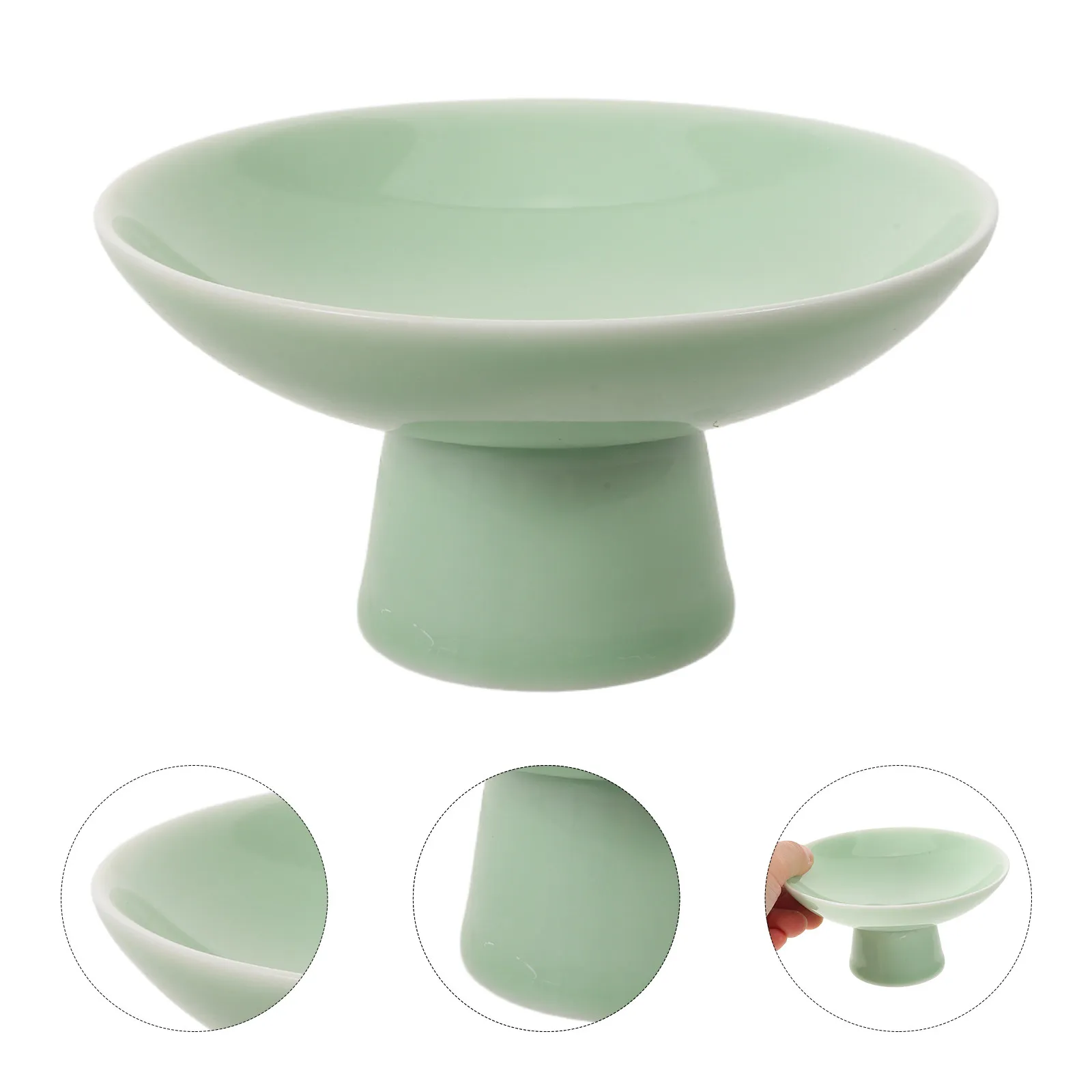 Bandeja de servir de cerámica premium con base de 5 pulgadas, plato elevado para postres, pasteles, ensalada de frutas, estilo asiático, para fiestas del té