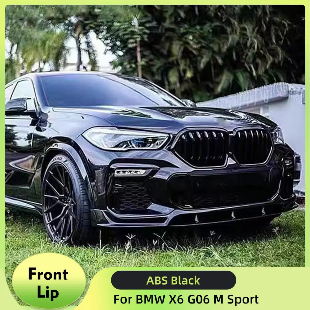 

Car Front Bumper Lip Spoiler Splitter For BMW X6 G06 M Sport 2020-2022 Front Bumper Lip Chin Splitters ABS Glossy Black
