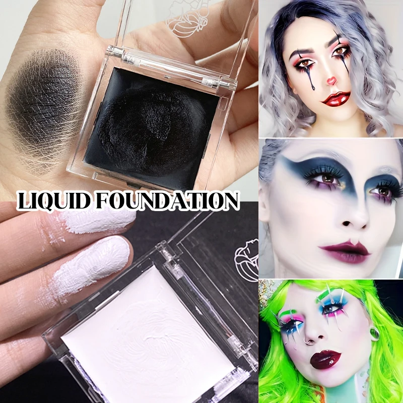 

Liquid Toner Matte Light WhiteFoundation Cream Black&White Full Coverage Lasting Cream Makeup For Cosplay Festival Halloween