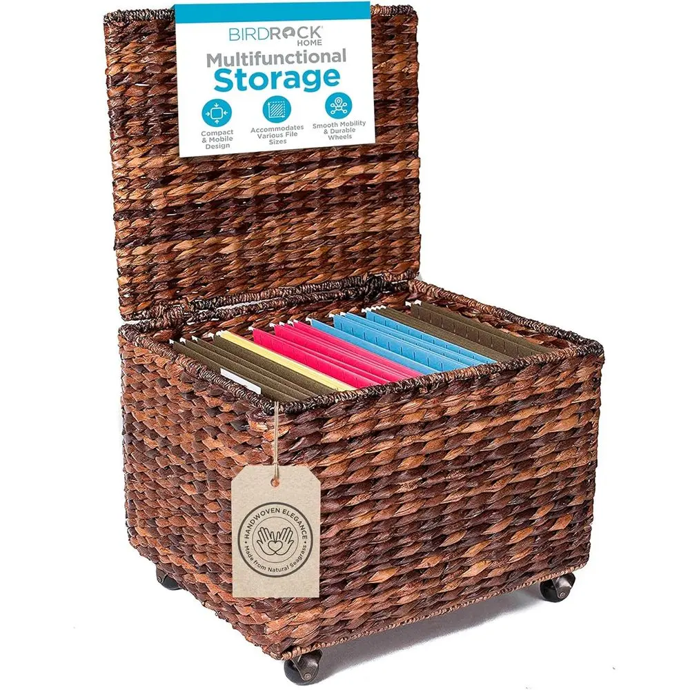 

Rolling File Cabinet - Storage Organizer Box with Lid - Home Office Decor - Decorative Organize - Letter Legal Hanging Filing Co