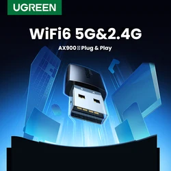 UGREEN-adaptador Wifi AX900/AC1300, 5G y 2,4G, USB, Ethernet, para PC, ordenador portátil, escritorio, Windows, Linux, antena WiFi, Dongle, tarjeta de red