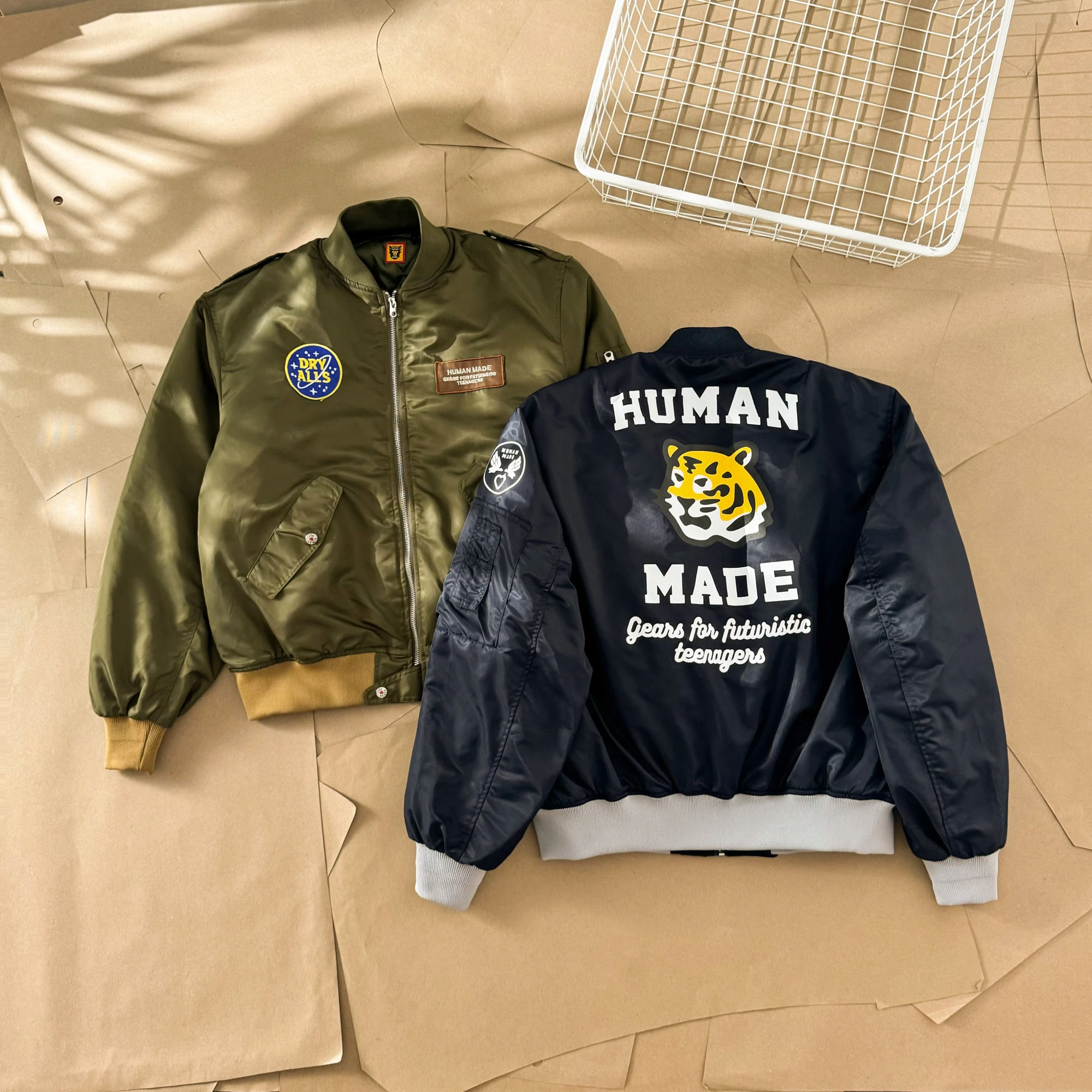 2026 HUMAN MADE Limited Edition MA-1 Flight Jacket Tiger Embroidery Autumn Winter Windproof Unisex Flight Jacket