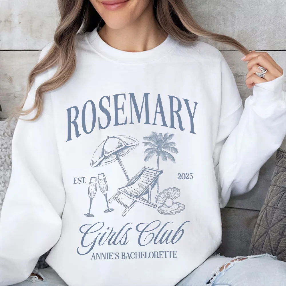 

Sweatshirt Rosemary Girls Club Tropical Print Vacation Sweatshirt Casual Wear Trendy Beach Y2k Graphic Design Fun Style Clothes