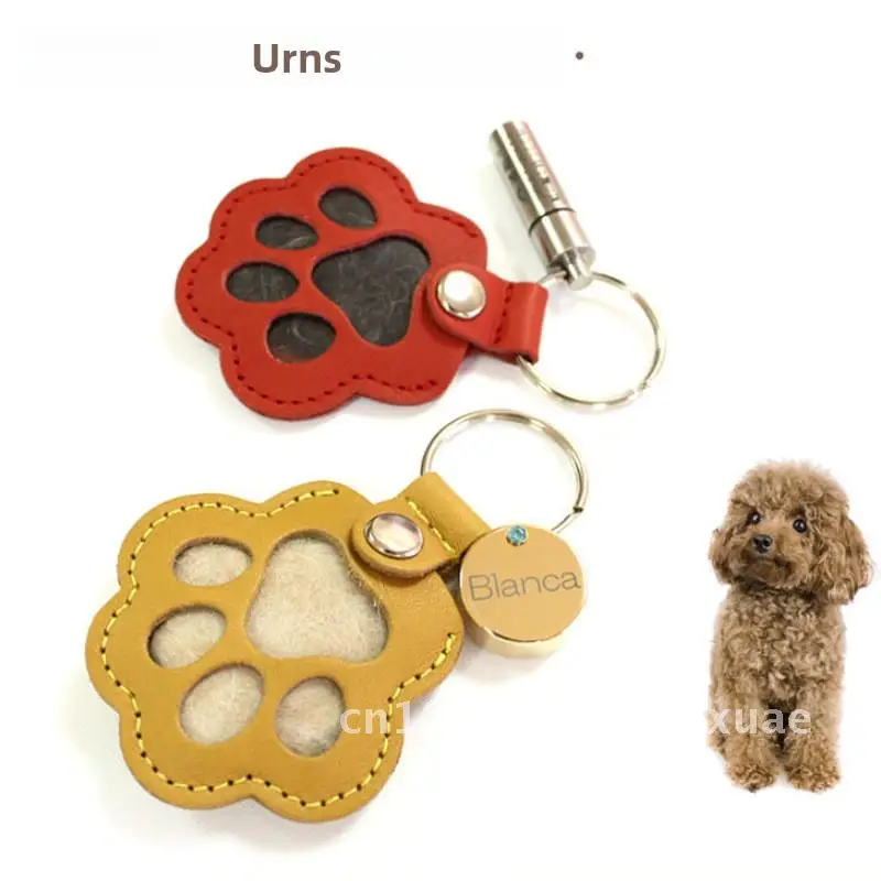 

in stock Pet Wool Storage Keychain Pet Commemorative Portable Keychain Cute Cat Paw Print Storage Case