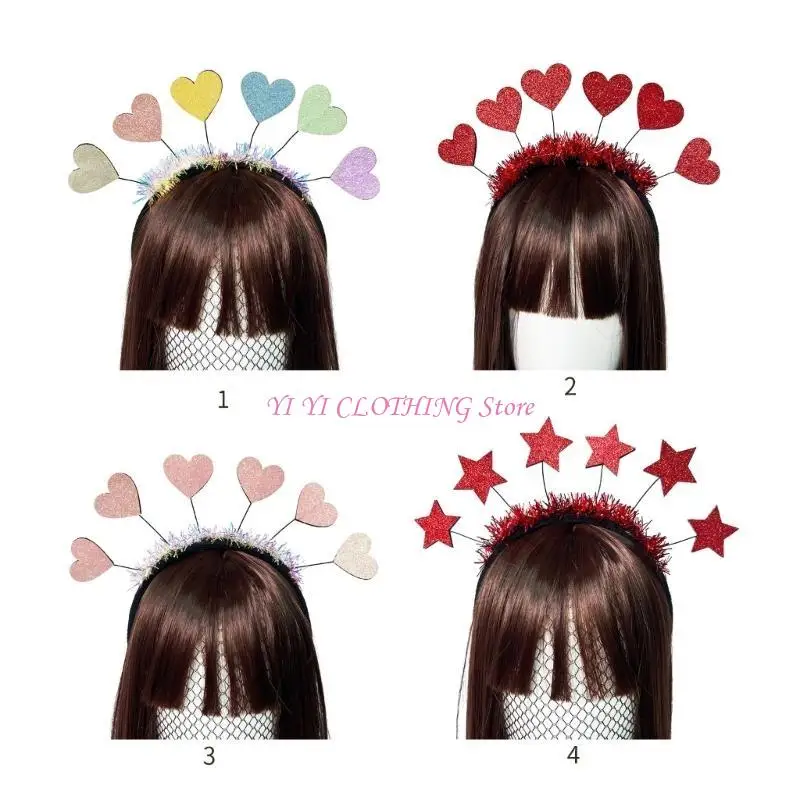 

N5KF Glitter New Year Hair Hoop Love-shaped Valentine's Day Rose-Selling Stall