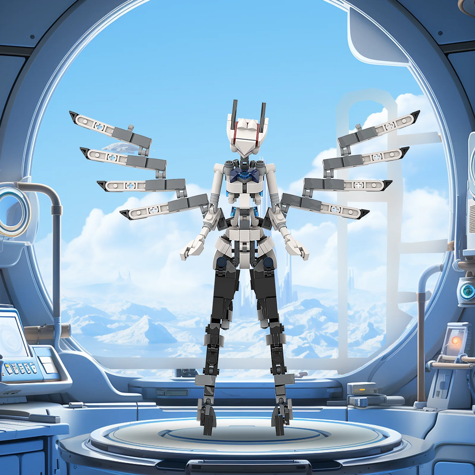MOc-女の子用ロボットMecha,モデルビルディングブロック,モジュラー玩具,クリスマス,DIY,誕生日プレゼント