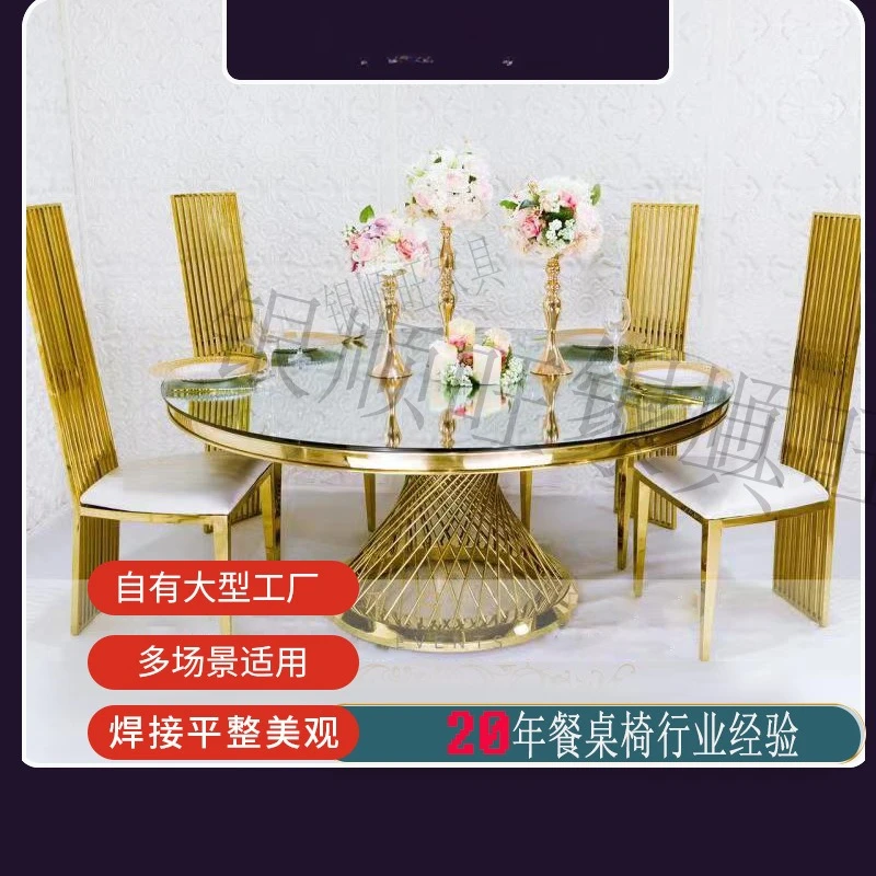 

Manufacturers supply stainless steel European wedding table hotel banquet table tempered glass party table wholesale