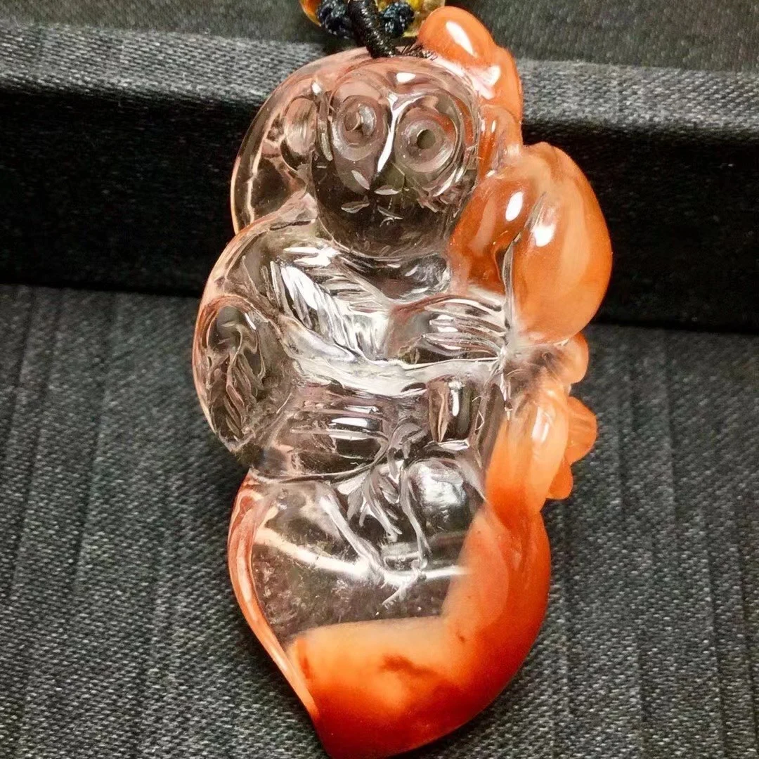 الطبيعية الأحمر Rutilated قلادة من الكوارتز القرد Rutilated الكوارتز مجوهرات 51*27*15.5 متر القط العين زهرة الرجال النساء البرازيل AAAAAAA #6