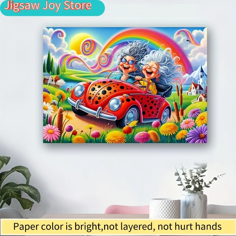 A Thousand-Piece Puzzle Featuring Joyful Sisters in Driving Scenes, This Portable Cuboid Art Decoration Is Perfect for Those W