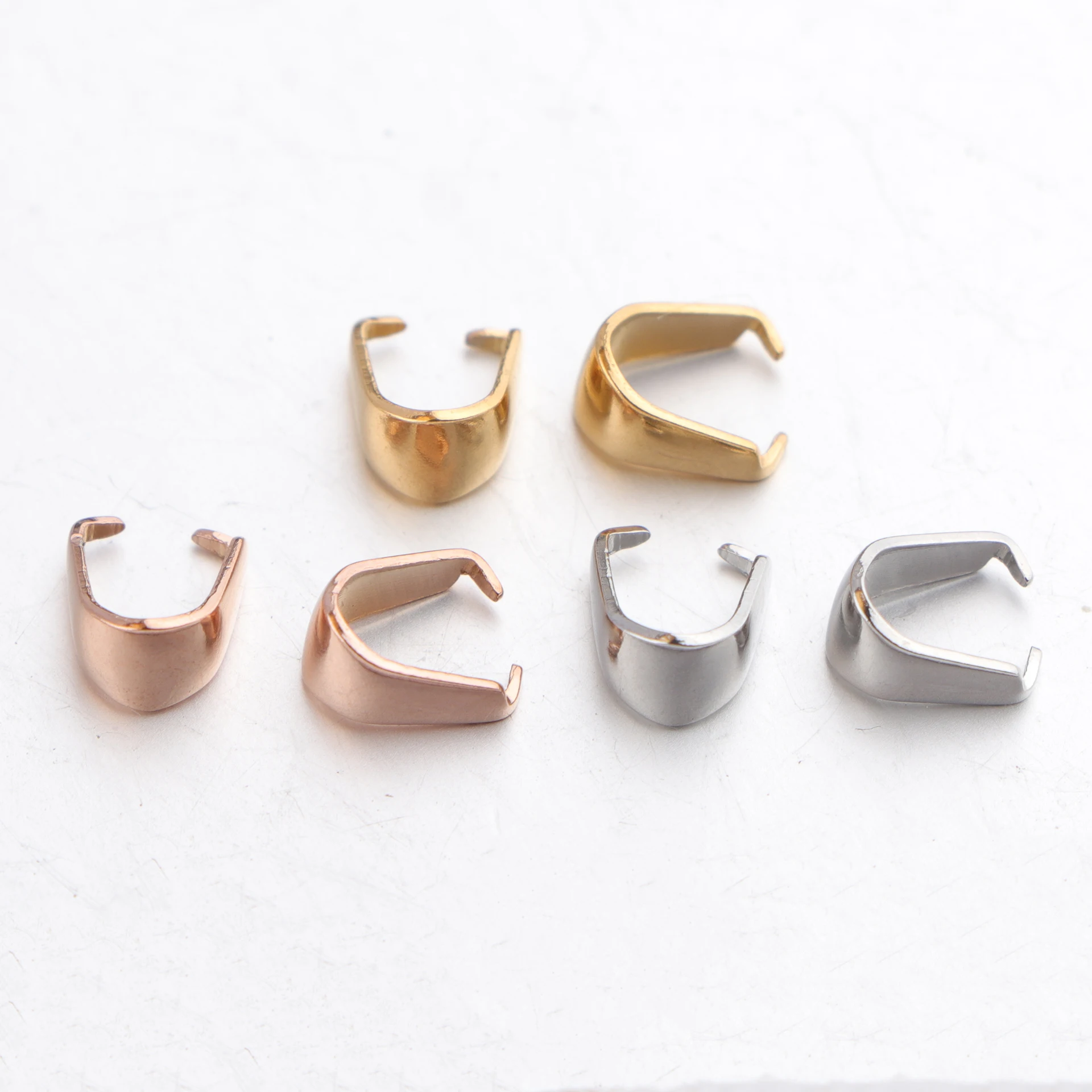 40pcs/lot 4*8mm Stainless Steel Pinch Clip Clasp Bail Finish Claw Clasps Melon Seeds Buckle Charm Pendant DIY Jewelry Making
