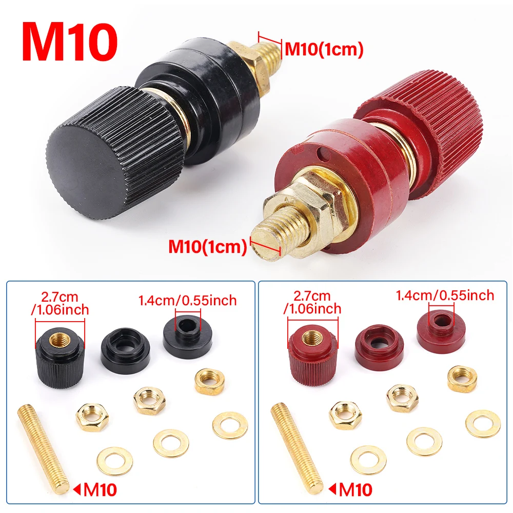 10mm All copper terminal post  Remote Battery Power Junction Connector Premium Post Terminal Kit Stud Replacement