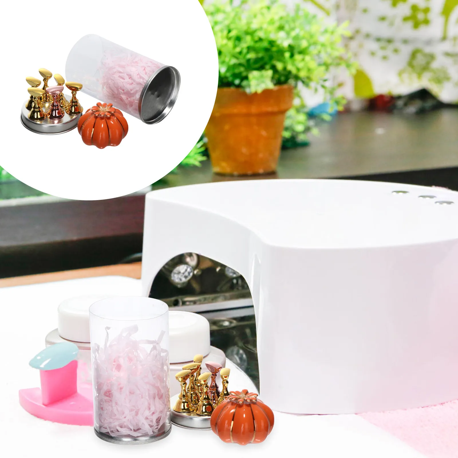 1Set Premium Pumpkin Base Nail Art Practice Stand for Displaying Artificial Nails Ideal for Salon Studio School Home DIY Nail