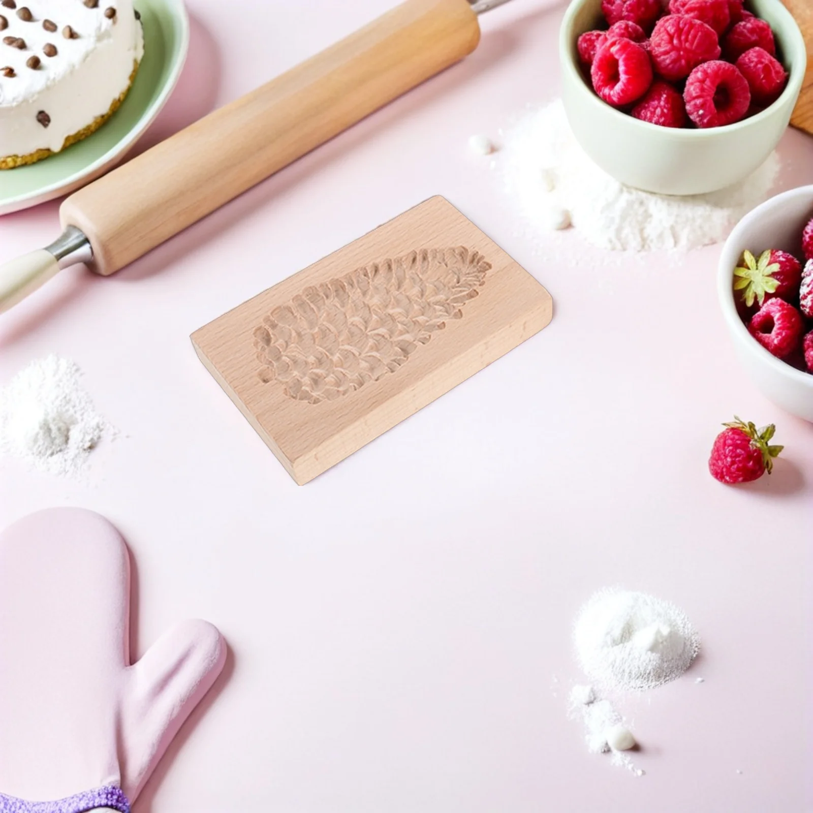 

2pcs Wooden Biscuit Mold 3D Carved Squirrel Pinecone Cookie Cutter Stamps For Christmas Thanksgiving Diy Baking Decoration Set