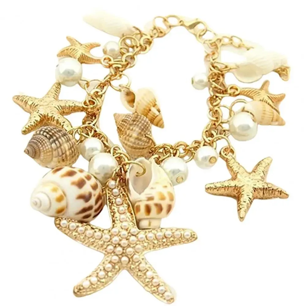 Bohemia Summer Beach Bracelet Natural Shell Cute Adjustable Gold Plated Ocean Multi-style Chain Beach Bracelet Jewelry Gifts image 3