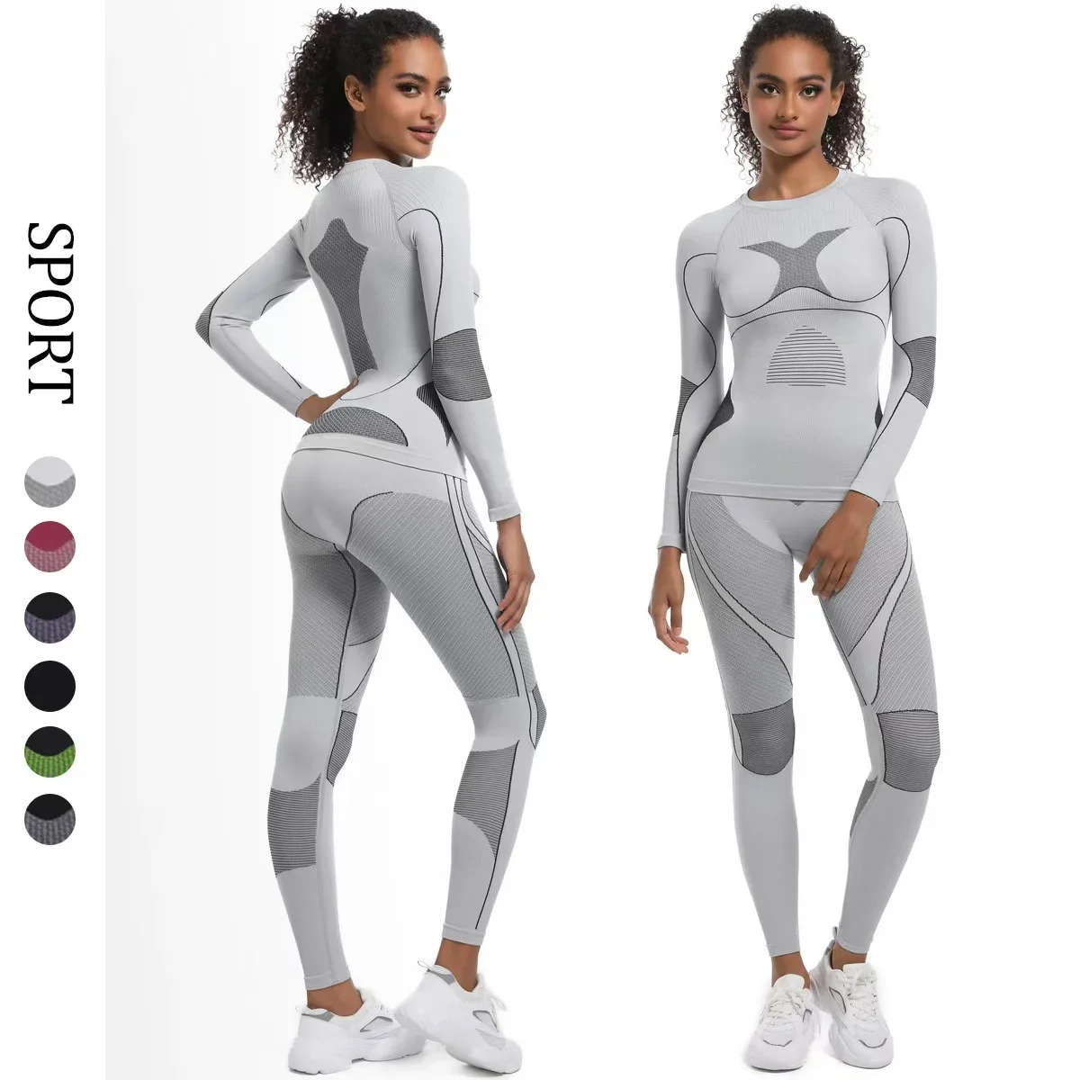 

Seamless Yoga Sets Sports Fitness Tight Hip-lifting Long-sleeved Pants Suits Running Cycling Workout Gym Leggings Sets for Women