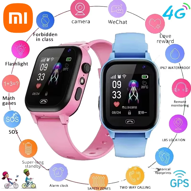 Xiaomi Kinder Smart Uhr 4G SOS GPS Standort Sim Karte Anruf Kind SmartWatch Kamera Wasserdicht Jungen Mädchen Geschenk für Ios Android Heißer