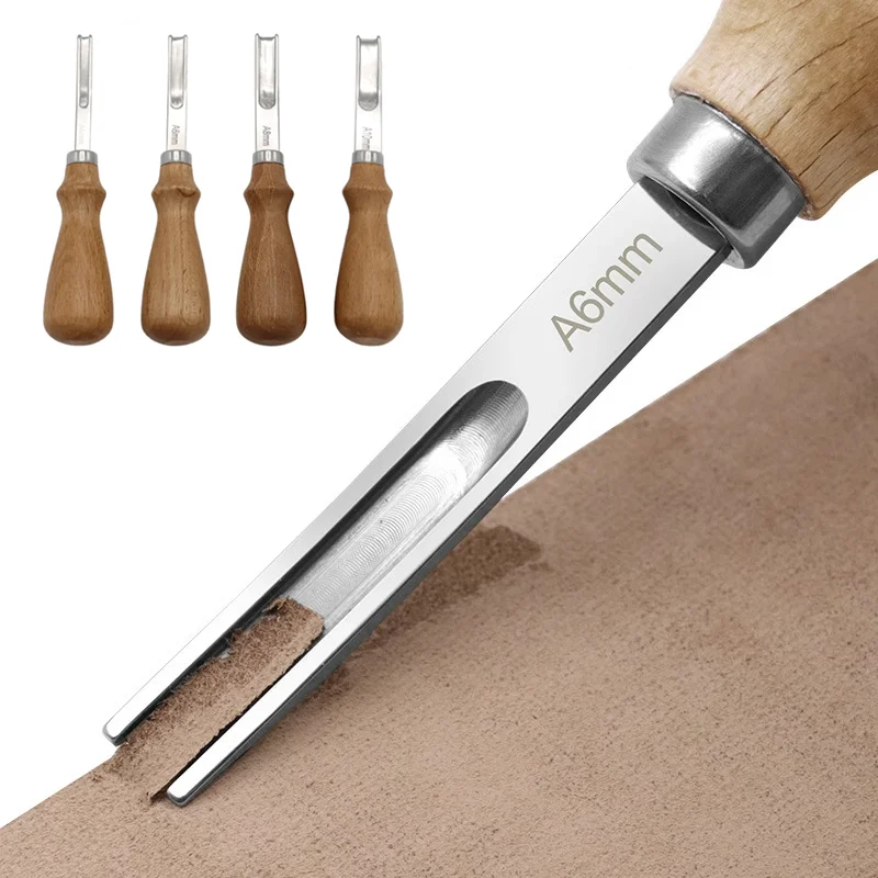 1 Pc French Leather Edger Thinner Trimmer Cutting Beveler Creaser Skiving Cutter Beveling Knife With Wood Handle Craft Diy Tools