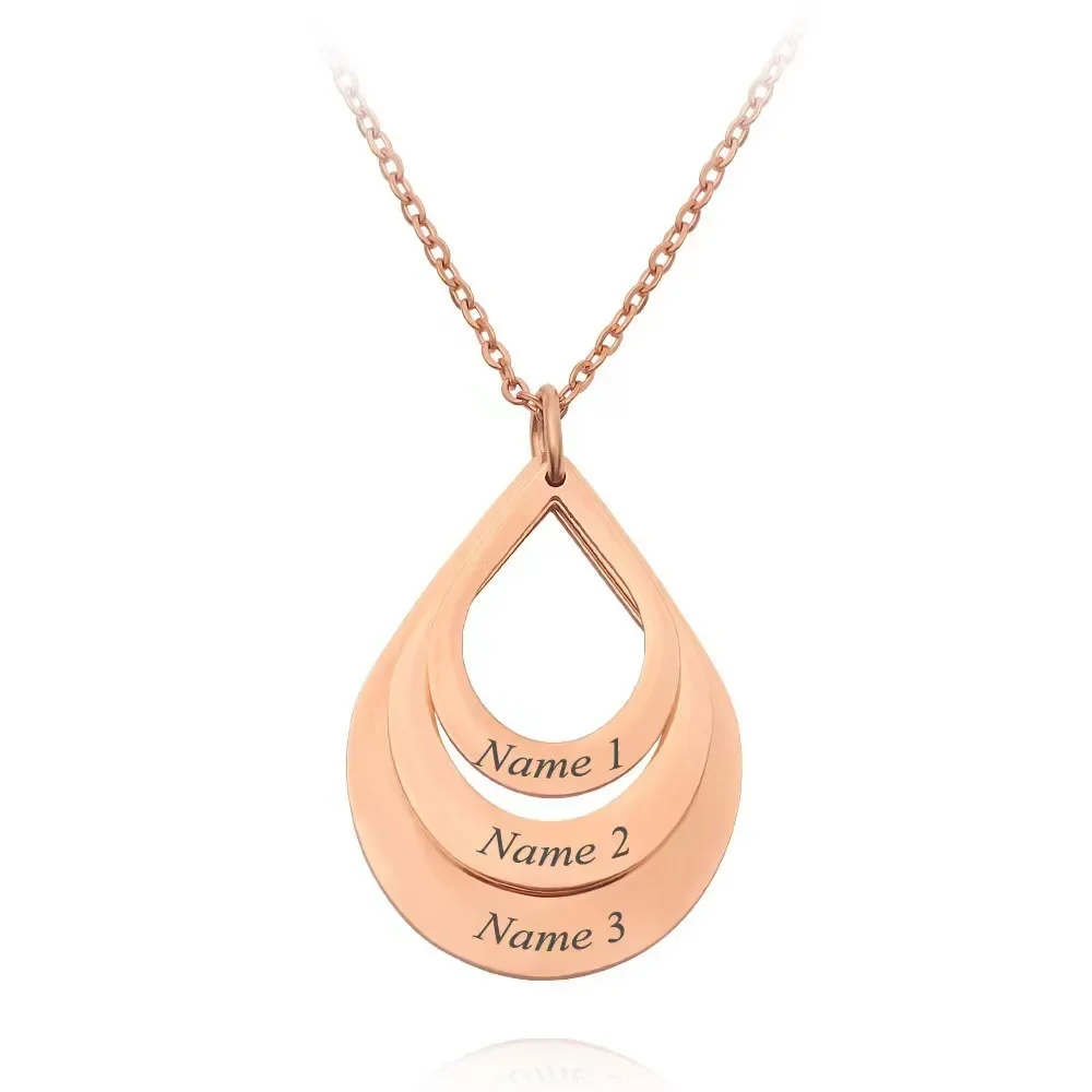 HOUWU Custom 2-7 Oval Pendant Engraving Personalized Stainless Steel Name Necklace For Family Customized Chain Choker Jewelr