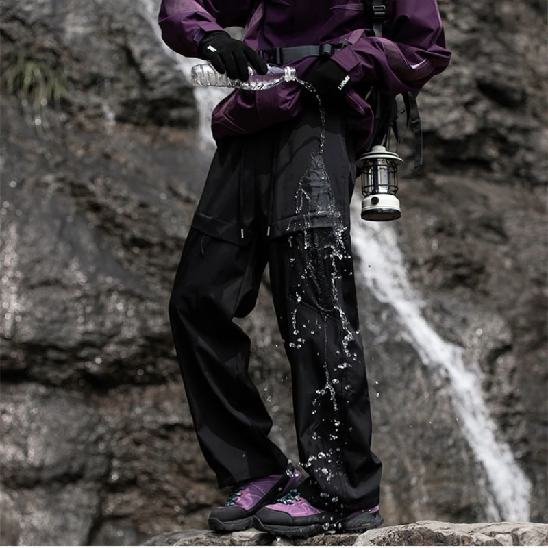 Calças de caminhada funcionais para atividades ao ar livre de outono – novo ajuste solto moderno, leve e respirável em preto,