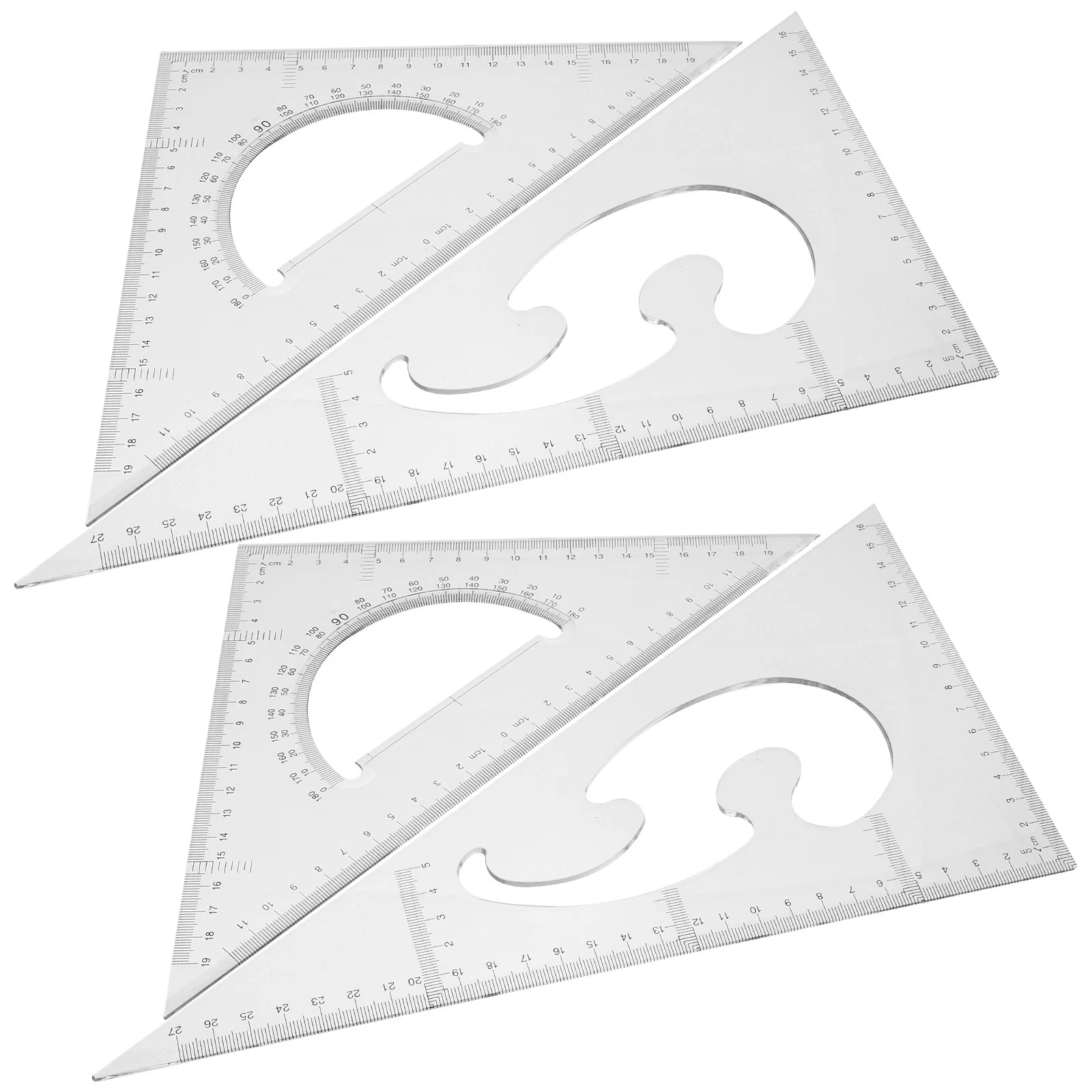 4pcs Triangle Ruler Set Plastic Measuring Tools For Drawing Measurement Portable Lightweight Clear Graduation Multi-Functional