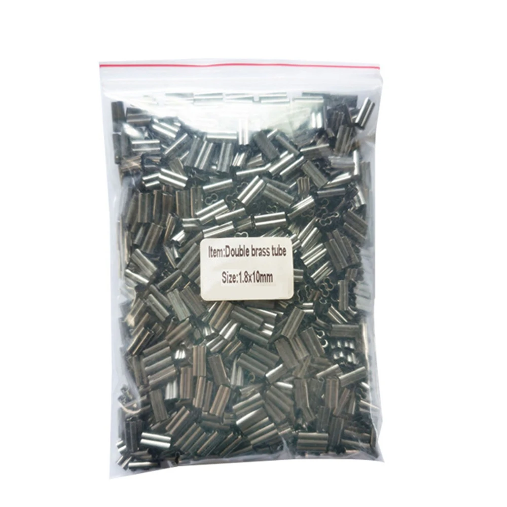 100PCS 황동 더블 배럴 크림프 슬리브 튜브 파이프 리더 와이어 압착 커넥터 잉어 낚시 후크 액세서리 Pesca