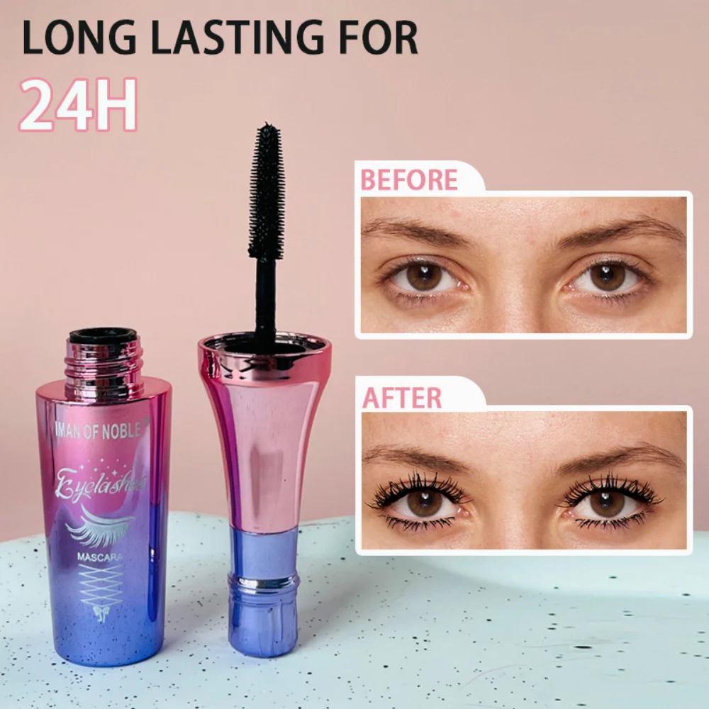 24 個黒防水マスカラ長くするまつげエクステンション厚いシルク繊維マスカラ女性メイクアイ化粧品ツール
