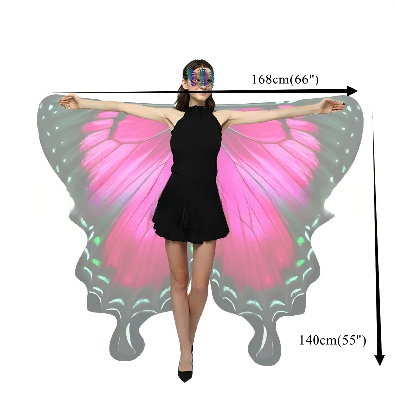 Butterfly Cape for Adults Halloween Fairy Butterfly Wings Shawl Costume One Side Print Party Dress Up Cosplay Moth Props Cheap