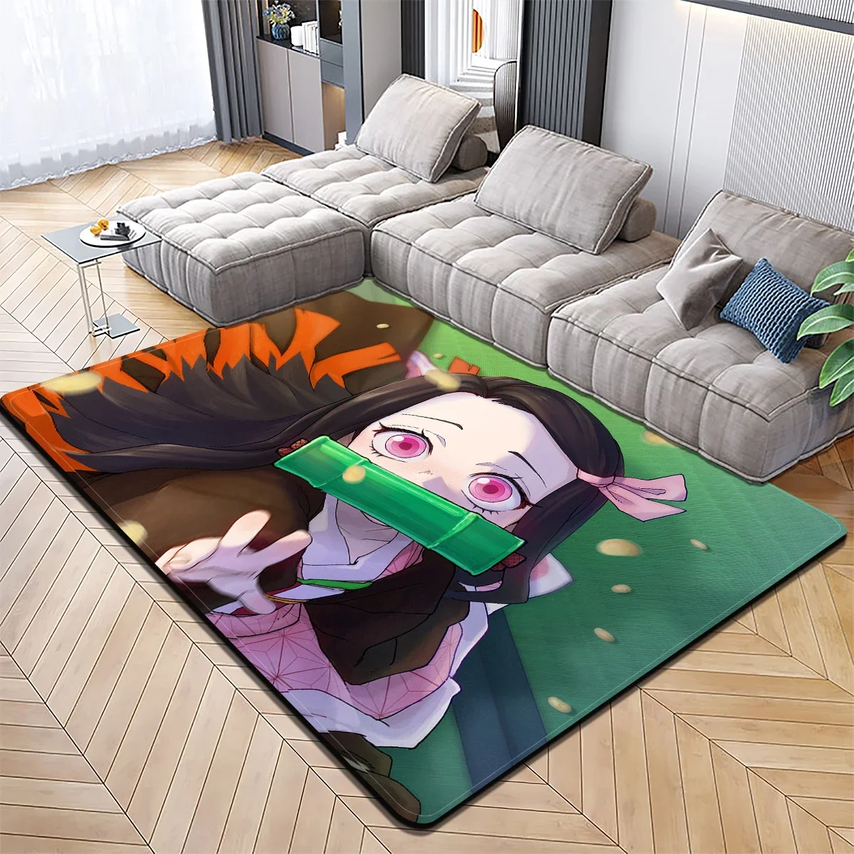 Cartoon Demon Slayer Fight Carpet Kitchen MatEntrance Doormat Bedroom Floor Decoration Living Room Carpet Bathroom Anti-slip Rug