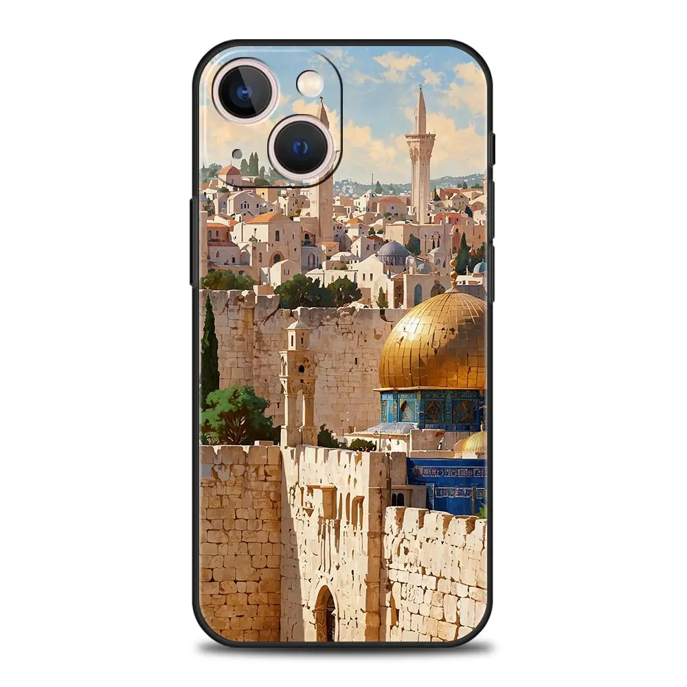 Funda de teléfono con edificio de Jerusalén para iPhone 16 13 15 14 12 11 Pro MAX XR X SE XS 7 8 Plus, funda suave de TPU