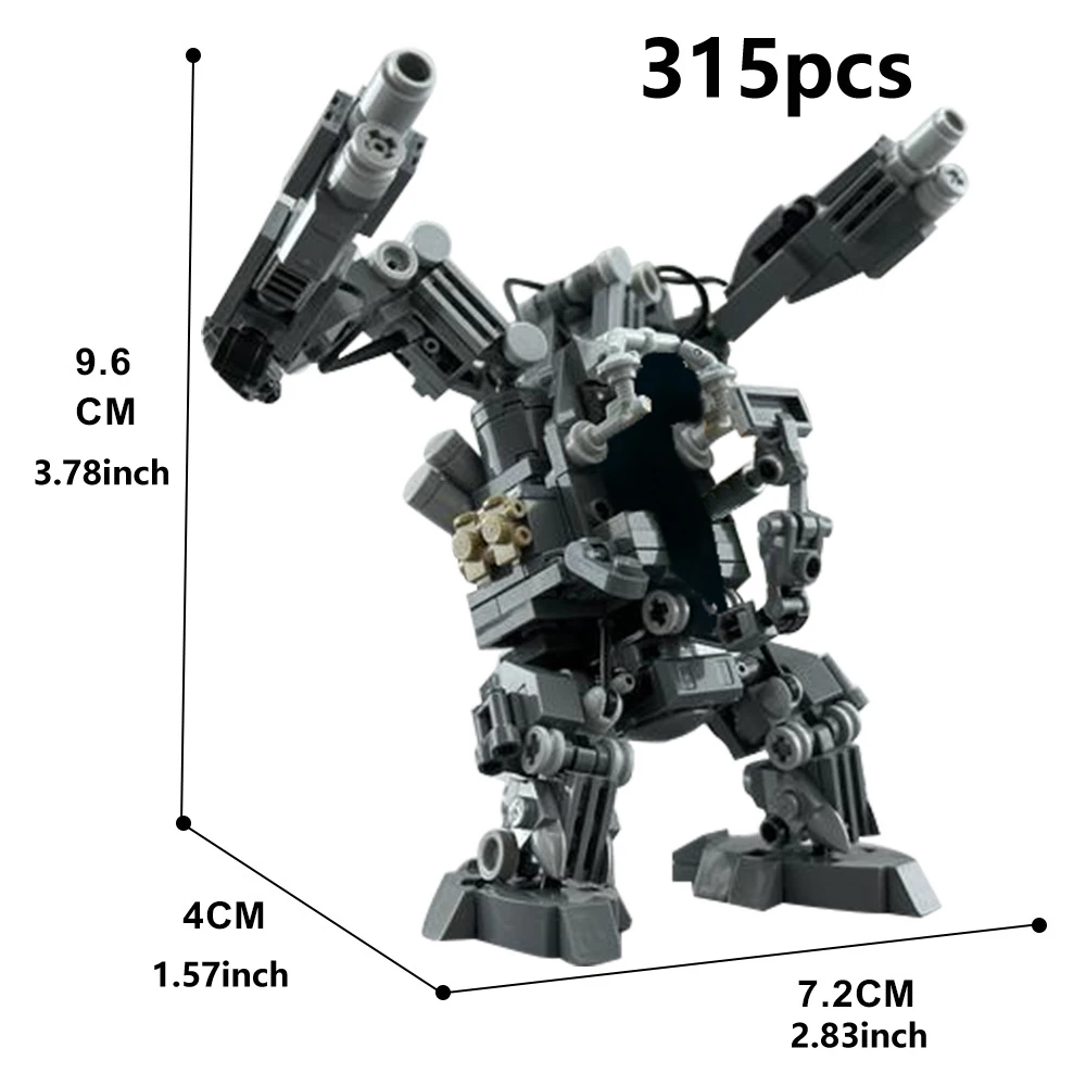 Matrix mecha building block model, American science fiction movie AI robot character assembling brick toy a gift for hacker fans