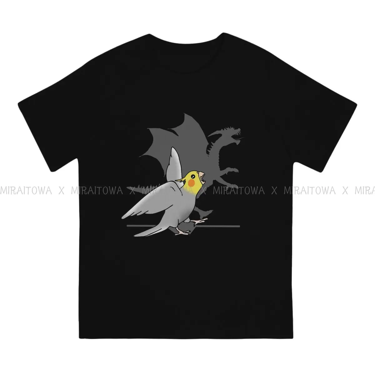 Dragon Shadow  Animal Parrots Cockatiel Doodle Men T Shirt Classic Graphic Large O-Neck TShirt Harajuku Clothes