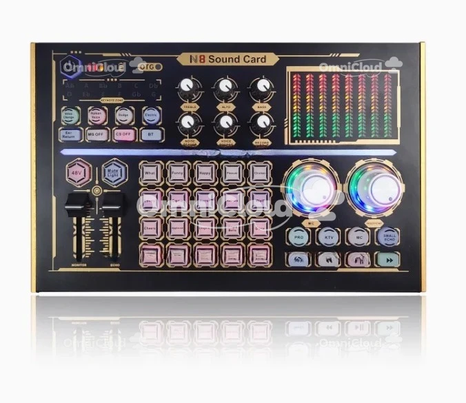 

GAX-N8 Professional Recording Soundcard PC Mobile Phone Live Broadcast Sound Card Mixer Set Support 48V Mic PhPodcast Equipment