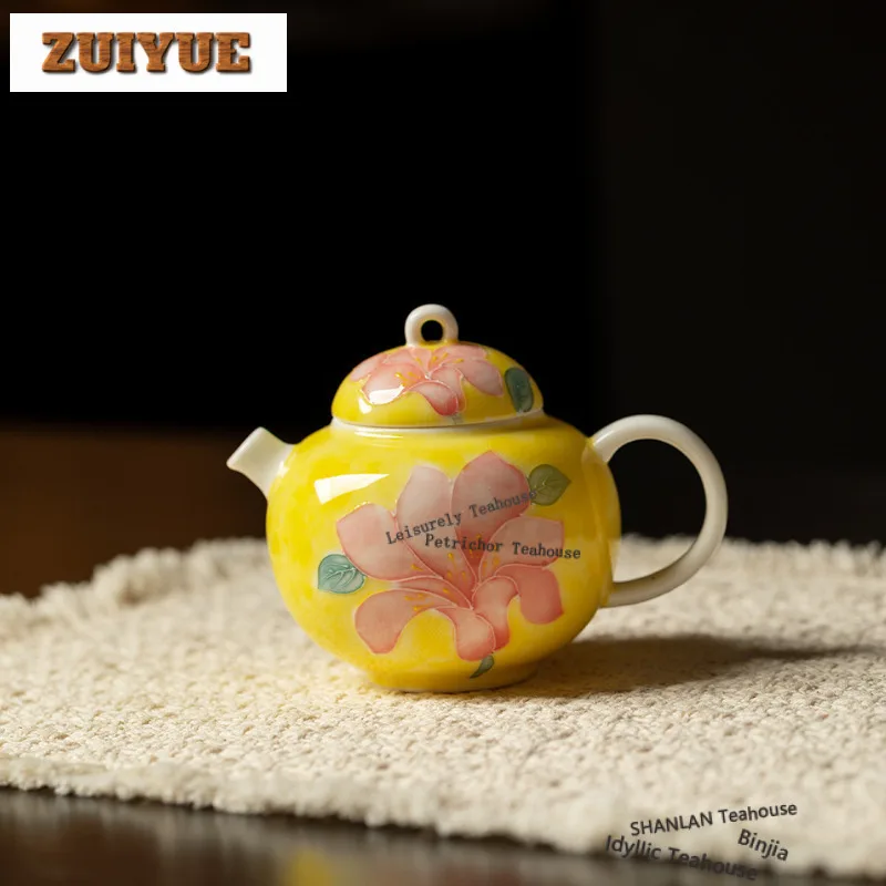 

145 мл ручная роспись чайник с лилией в стиле ретро, чайник для заварки чая, чайник с шариковым отверстием для коллекции чайных аксессуаров, подарок для рукоделия