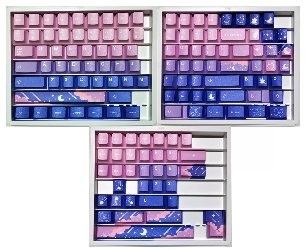 139 Keys/set Fairy Tale Star Moon Keycaps PBT Dye Subbed Key Caps Cherry Profile Keycap For Keychron 75% Anne GH60 GK64 Poker