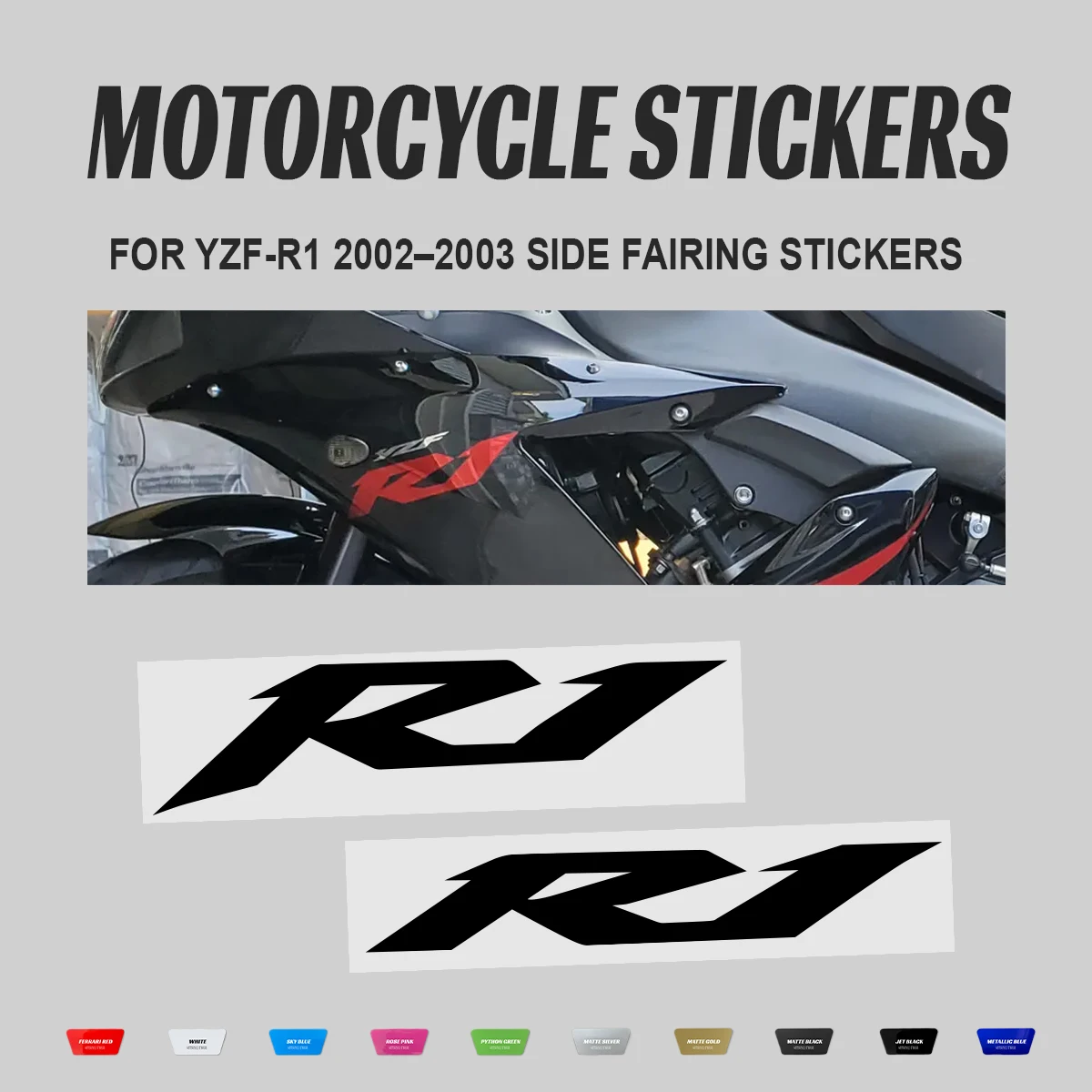 For Yamaha YZF-R1 2002 2003 Motorcycle Fairing R1 Logo Vinyl Decals Waterproof Side Panel Stickers Replacement Decor Accessories