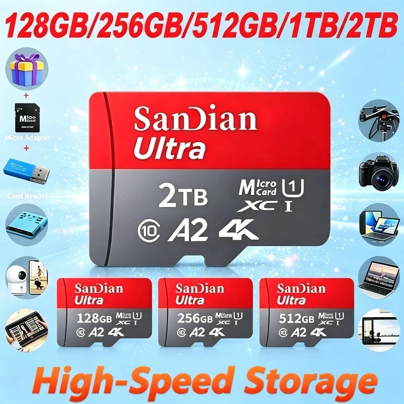 

New Original High Speed 1TB Memory Card 128GB 256GB Class 10 Micro TF SD Card 1TB SD Memory Card For Camera Phones tablets