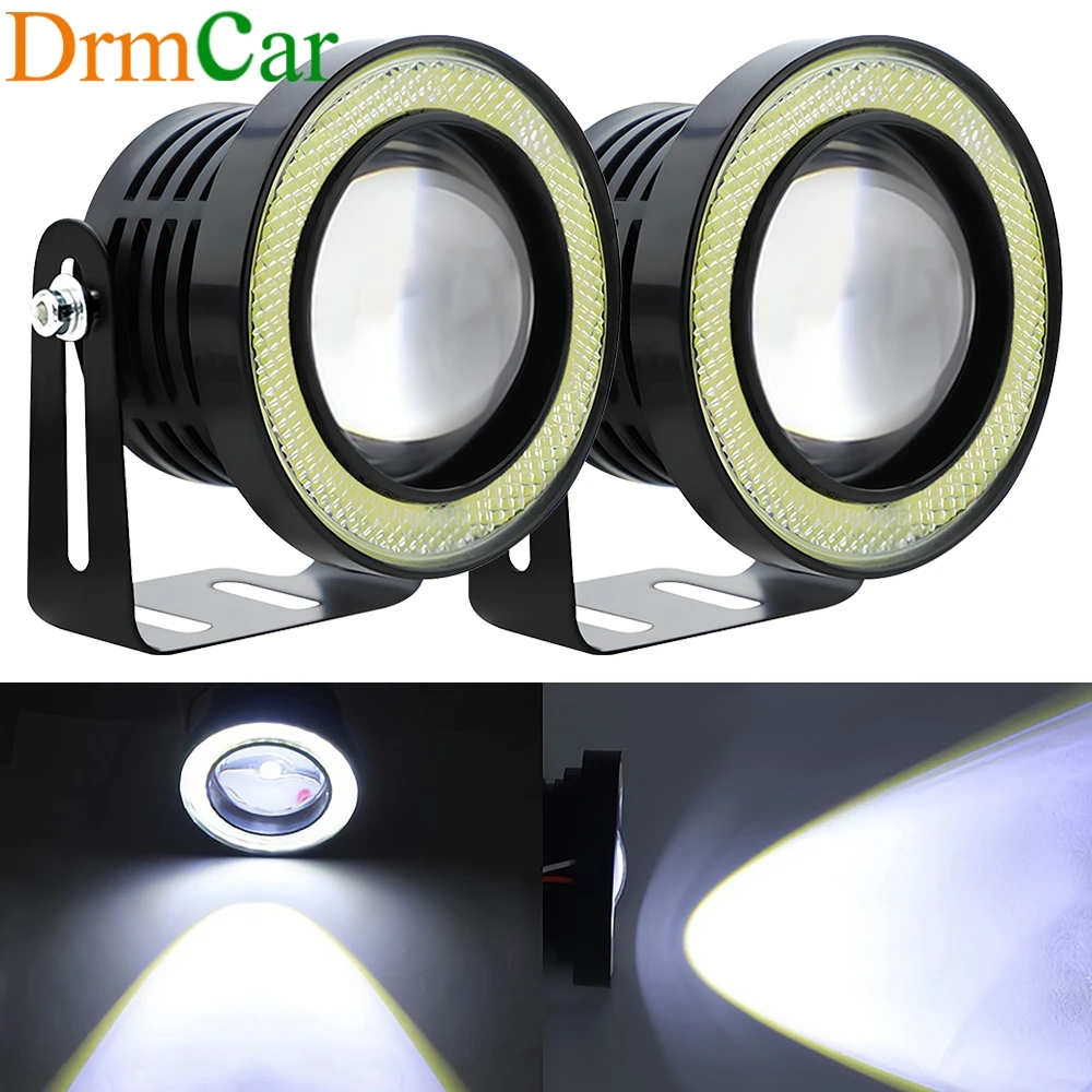 

2X Auto Drl 5Inch COB Angel Eyes Fog Lights Lens Turn Signal Car Headlight Lamp Universal Day Time Running Light 89mm 76mm 64mm