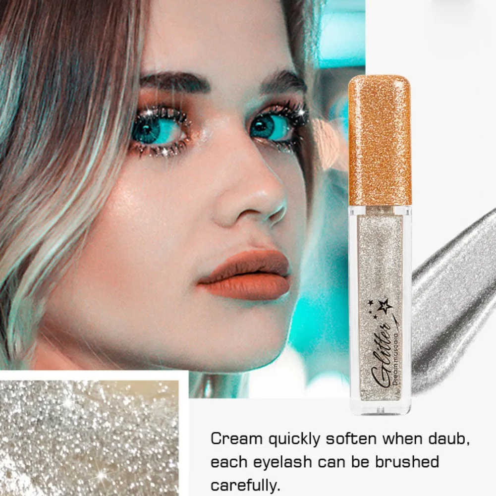 Glitter มาสคาร่า Quick DRY Long Lasting กันน้ํา Curling หนาเงาขนตา Fashional เซ็กซี่มาสคาร่าแห้งเร็วสําหรับแต่งหน้า