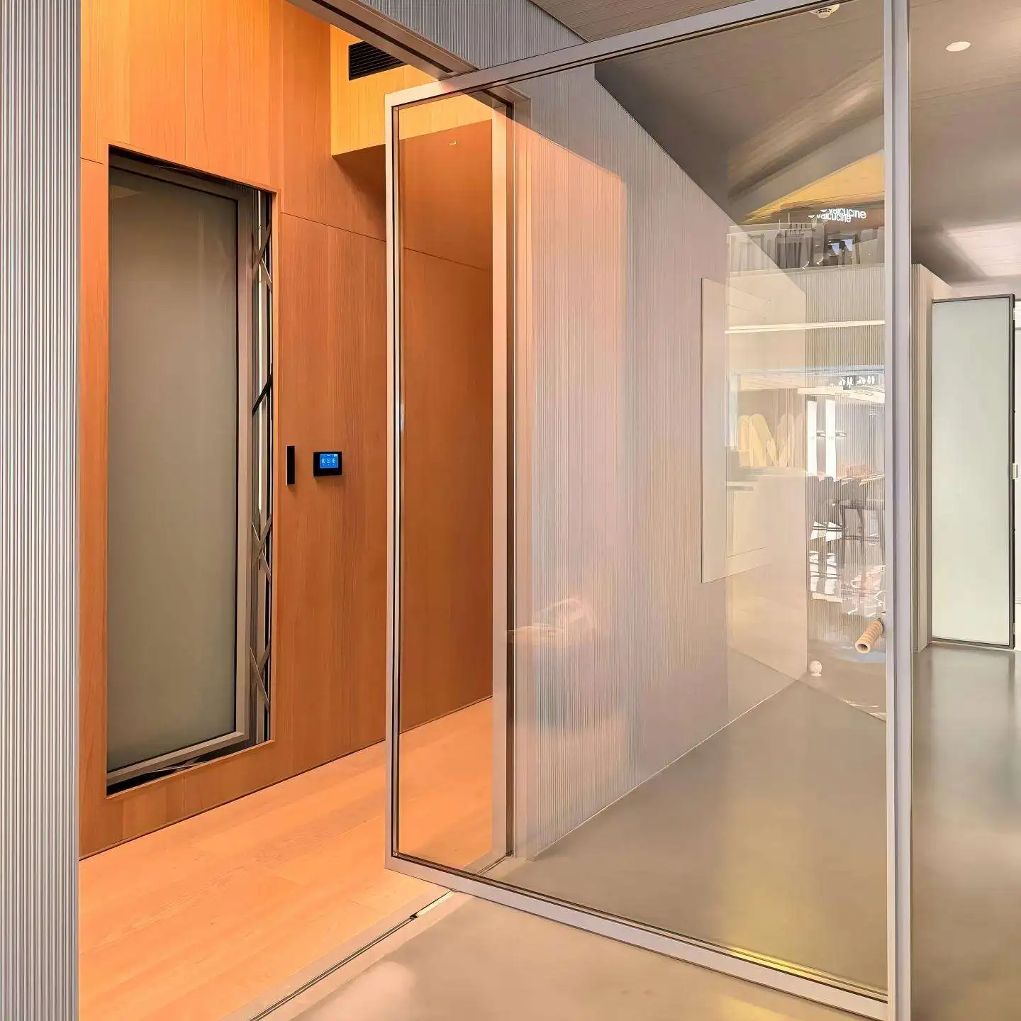 Minimalist Design Bathroom Bedroom Double Layer Glass Pivot Door Manual High Quality Revolving Doors Indoor Silent Glass Doors
