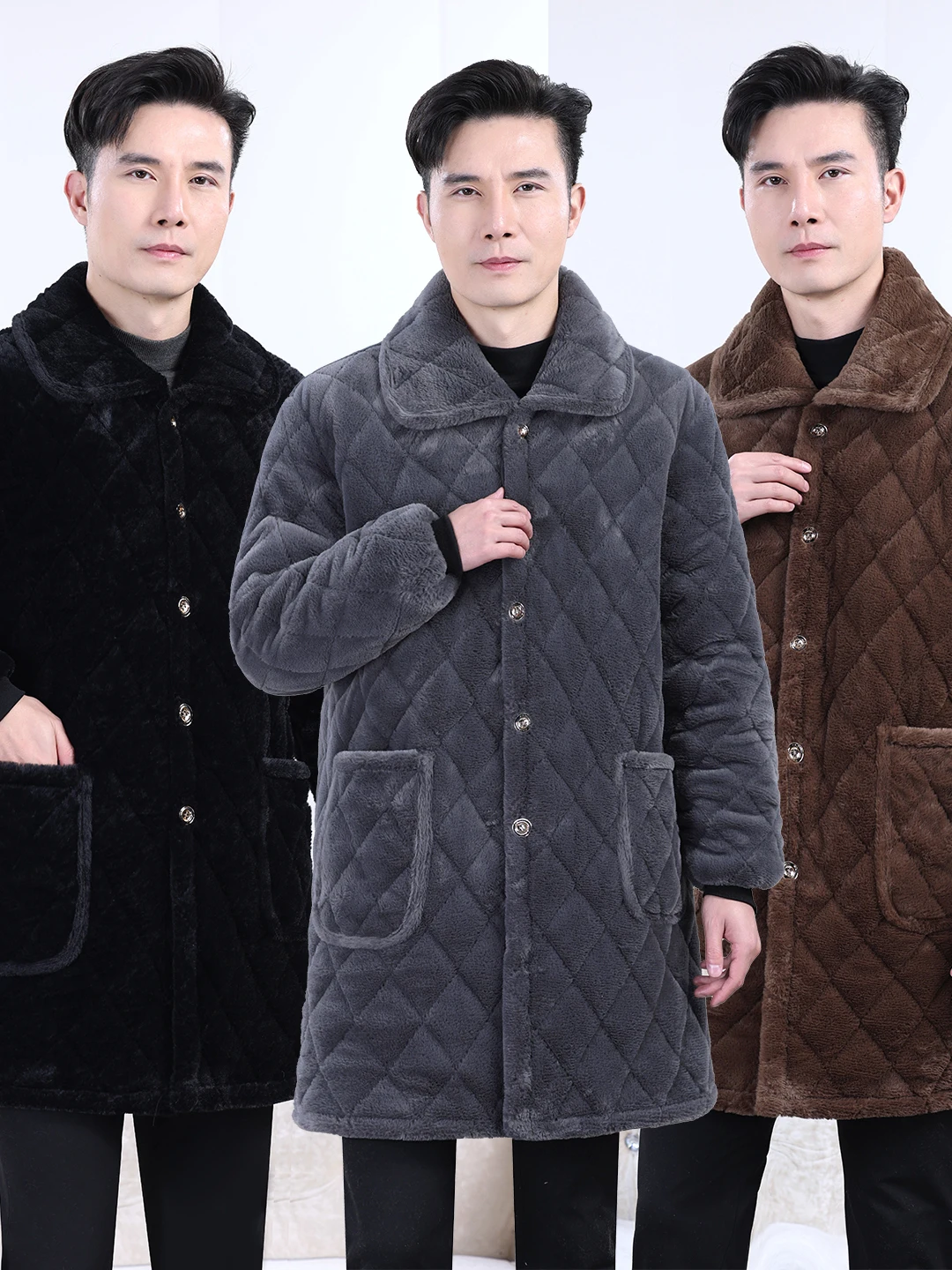 

Теплая хлопковая куртка на флисовой подкладке свободного кроя для мужчин: повседневная городская модная рабочая одежда, удлиненная, с длинными рукавами, на пуговицах, средней длины