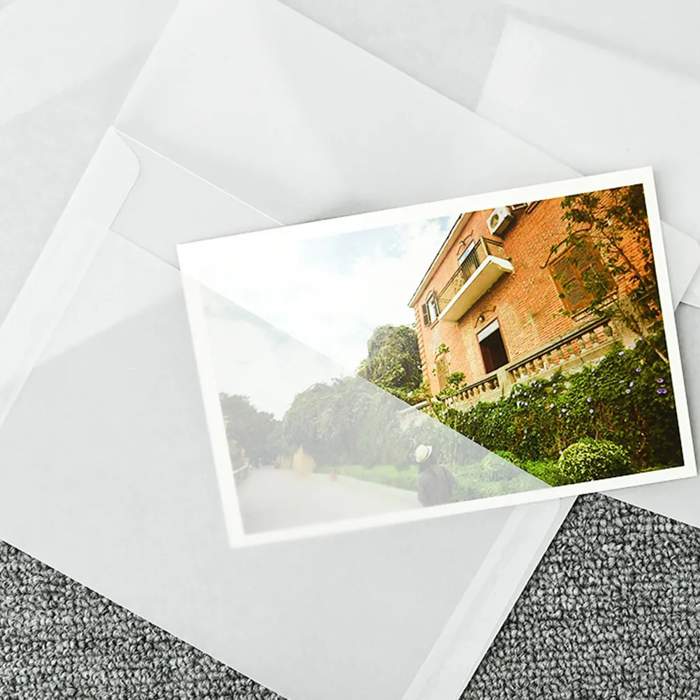 20Pcs Translucent Bronzing Kraft Paper Envelopes Elegant Wedding Engagement Anniversary Festival Celebration Invitations Storage