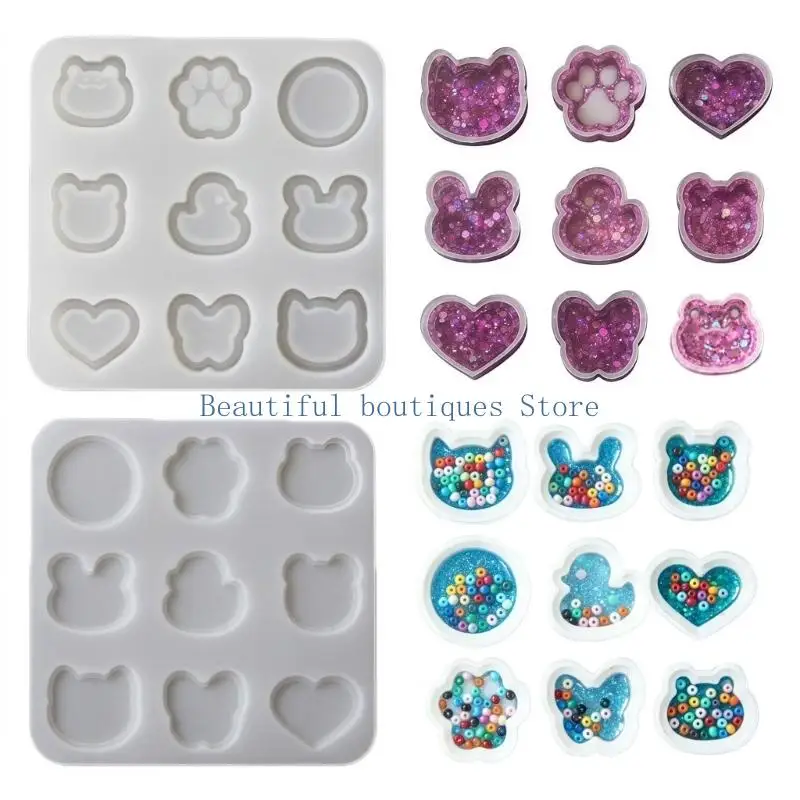 U4LF Animal and Heart Silicone Resin Mold Set for DIY Charms Daily