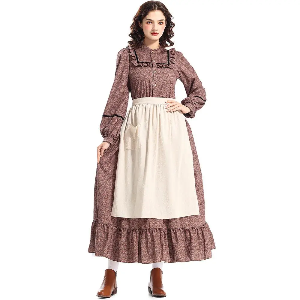 

Женское этническое платье в викторианском средневековом стиле с цветочным принтом, в стиле колониального платья Слейд-Др, для сценических выступлений