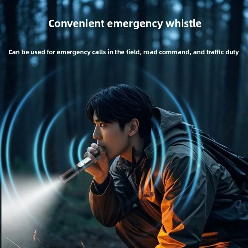 Super Bright White Laser Flashlight: Mini Portable, Rechargeable Long-Life, Outdoor Emergency with Whistle & Work Light