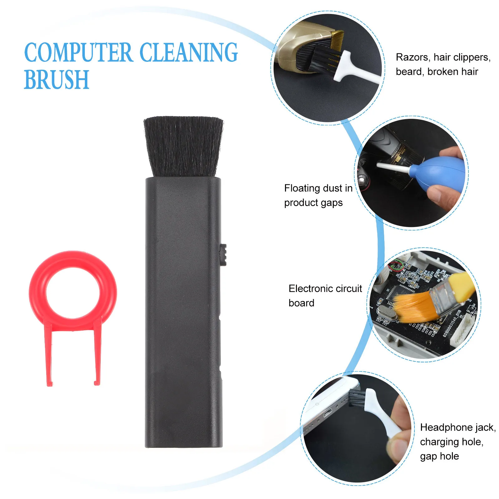 Lightweight Anti-Static Keyboard Cleaning Brush with Keycap Puller for PC Laptop Electronics