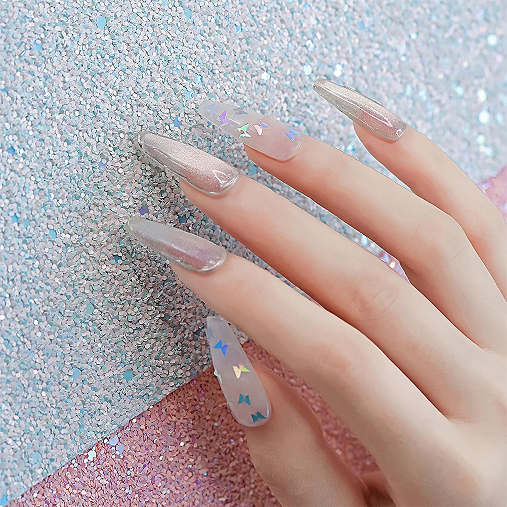 

2 Boxes Butterfly Glitter Sequins Nail Art Stickers Easy Use for 3D Manicure Makeup Eye Shadow Nails Craft DIY
